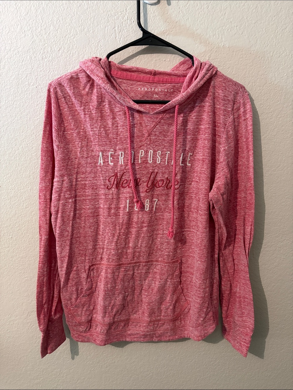 Juniors Aeropostale Heathered Rose Pink Hooded Pullover Size XL